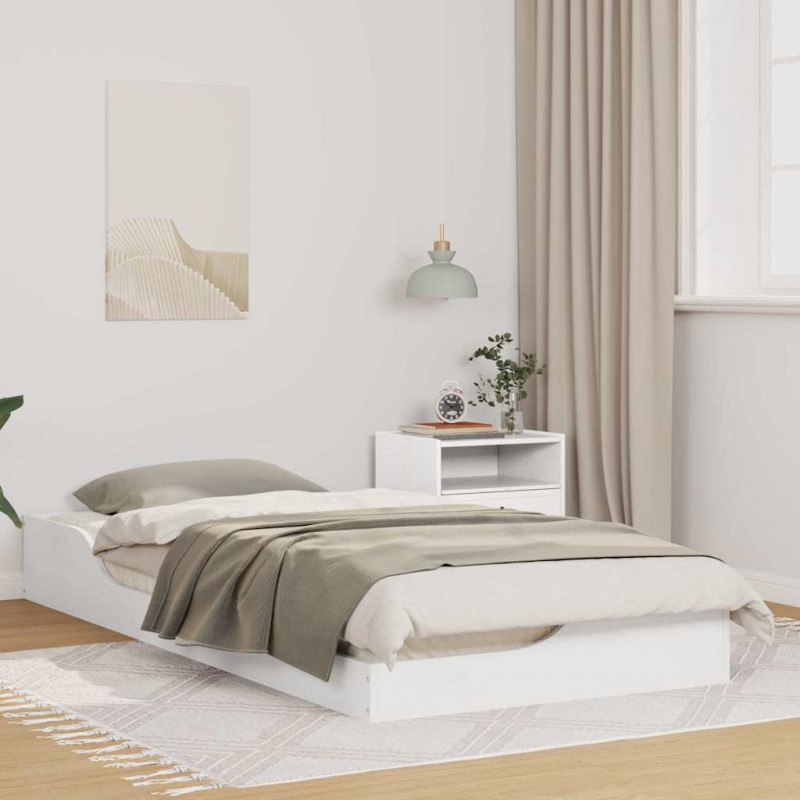 Ramka łóżka Biały 100 x 200 cm Lite drewno sosnowe