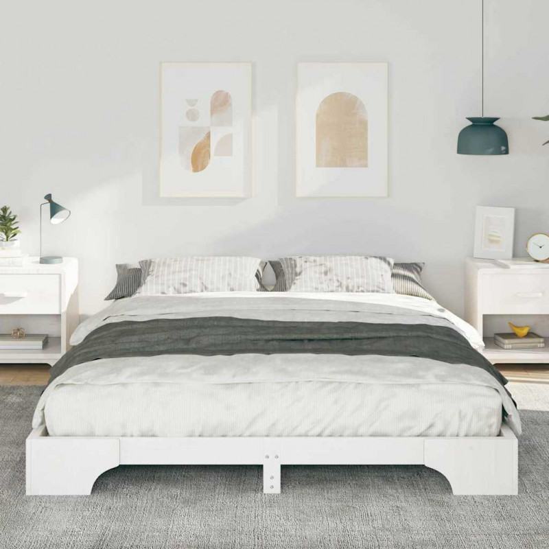 Ramka łóżka Biały 160 x 220 cm Lite drewno sosnowe