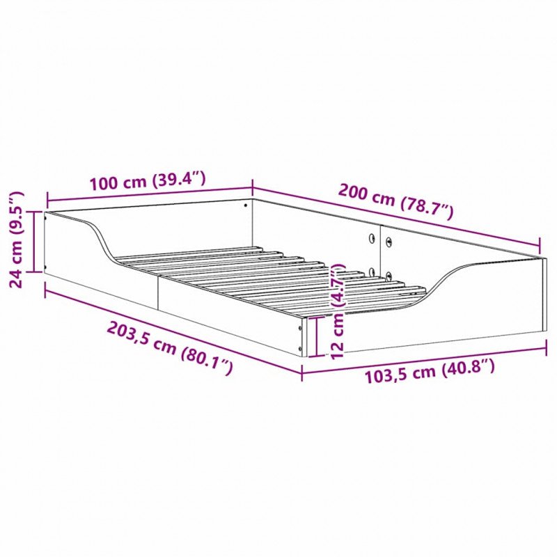 Ramka łóżka Woskowy Brąz 100 x 200 cm Lite drewno sosnowe
