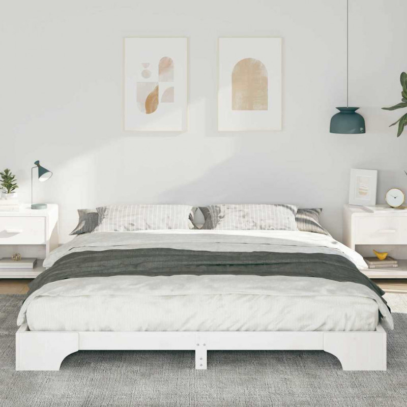 Ramka łóżka Biały 180 x 220 cm Lite drewno sosnowe
