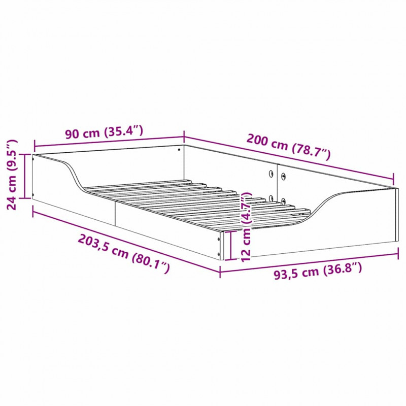Ramka łóżka Brązowy 90 x 200 cm Lite drewno sosnowe