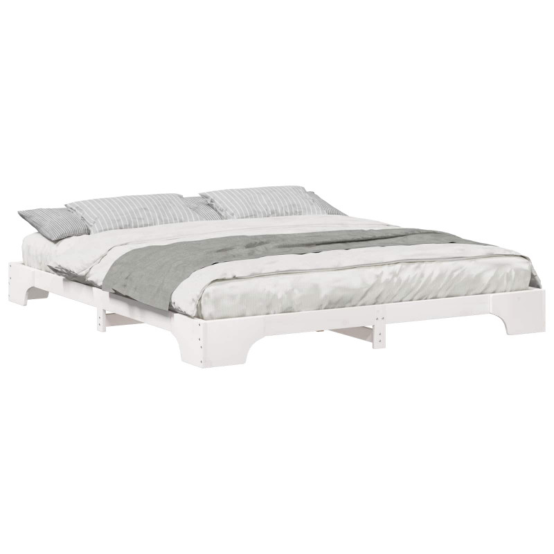 Ramka łóżka Biały 200 x 220 cm Lite drewno sosnowe