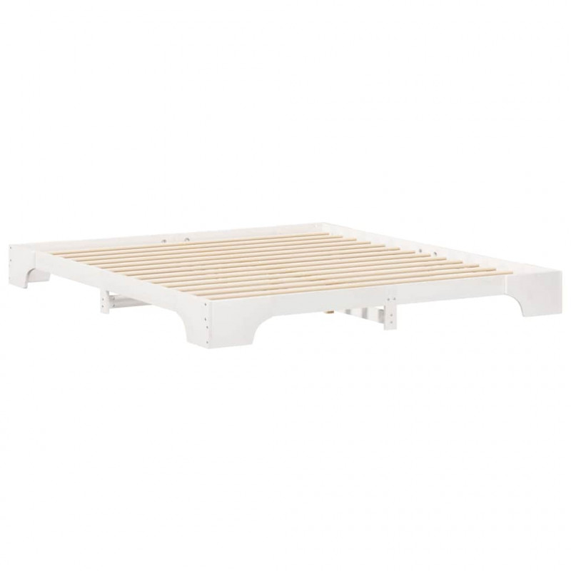 Ramka łóżka Biały 200 x 220 cm Lite drewno sosnowe