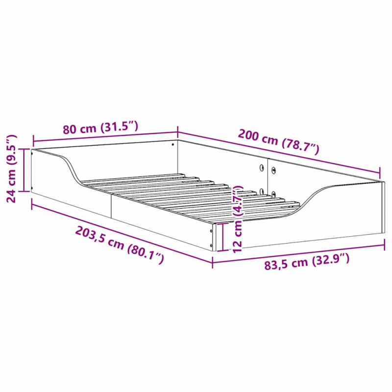 Ramka łóżka Brązowy 80 x 200 cm Lite drewno sosnowe