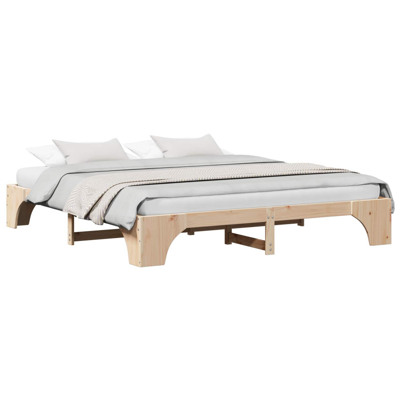 Ramka łóżka Naturalny 200 x 200 cm Lite drewno sosnowe