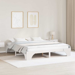 Ramka łóżka Biały 200 x 200 cm Lite drewno sosnowe
