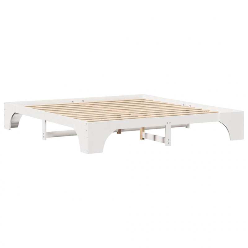 Ramka łóżka Biały 200 x 200 cm Lite drewno sosnowe