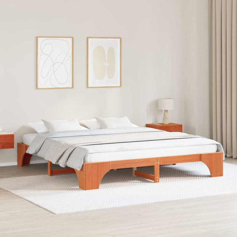 Ramka łóżka Woskowy Brąz 200 x 200 cm Lite drewno sosnowe