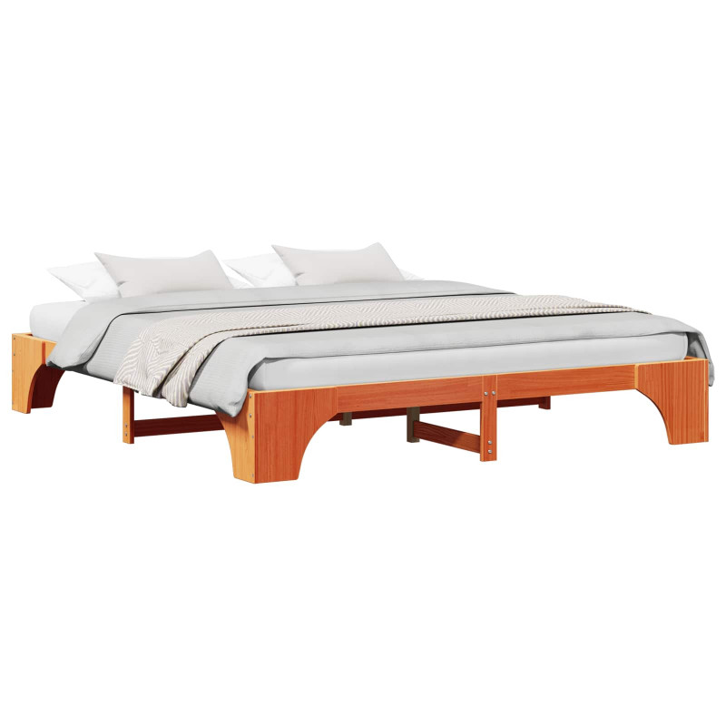 Ramka łóżka Woskowy Brąz 200 x 200 cm Lite drewno sosnowe