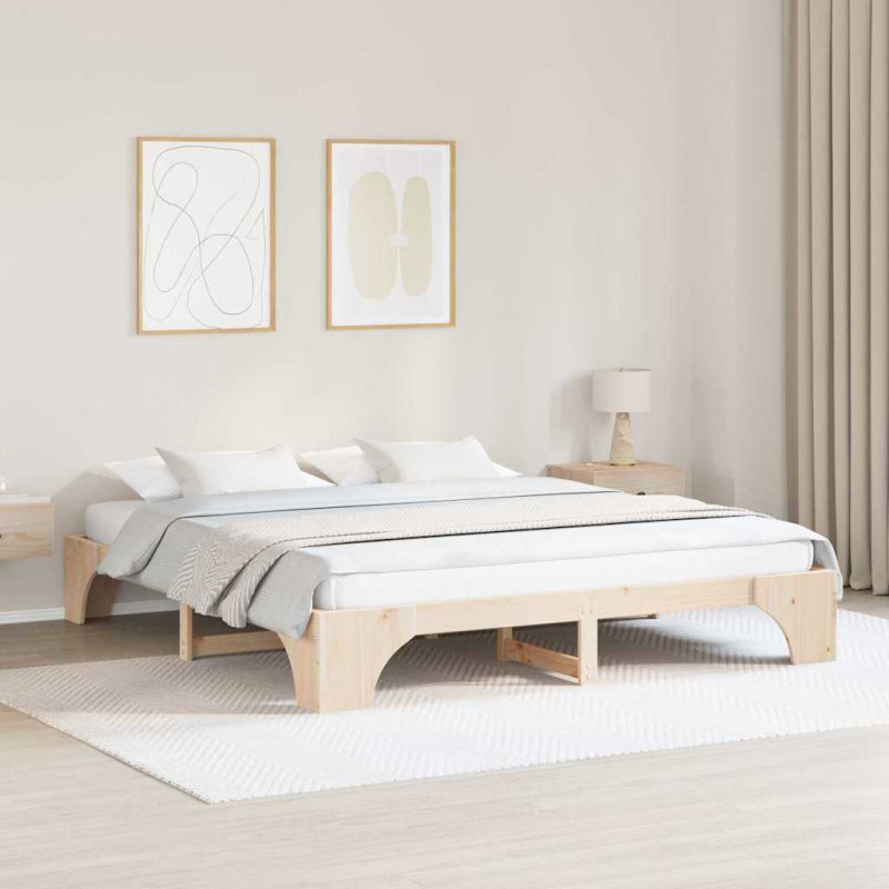 Ramka łóżka Naturalny 180 x 200 cm Lite drewno sosnowe