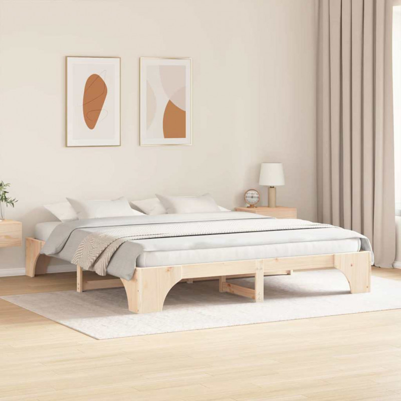 Ramka łóżka Naturalny 180 x 200 cm Lite drewno sosnowe