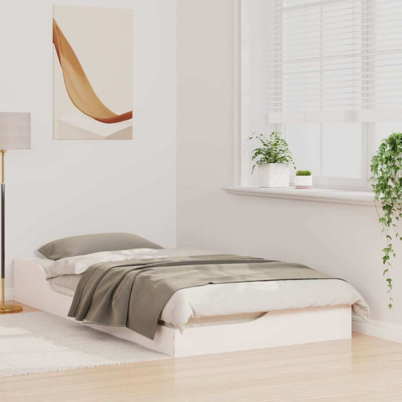 Ramka łóżka Biały 90 x 190 cm Lite drewno sosnowe