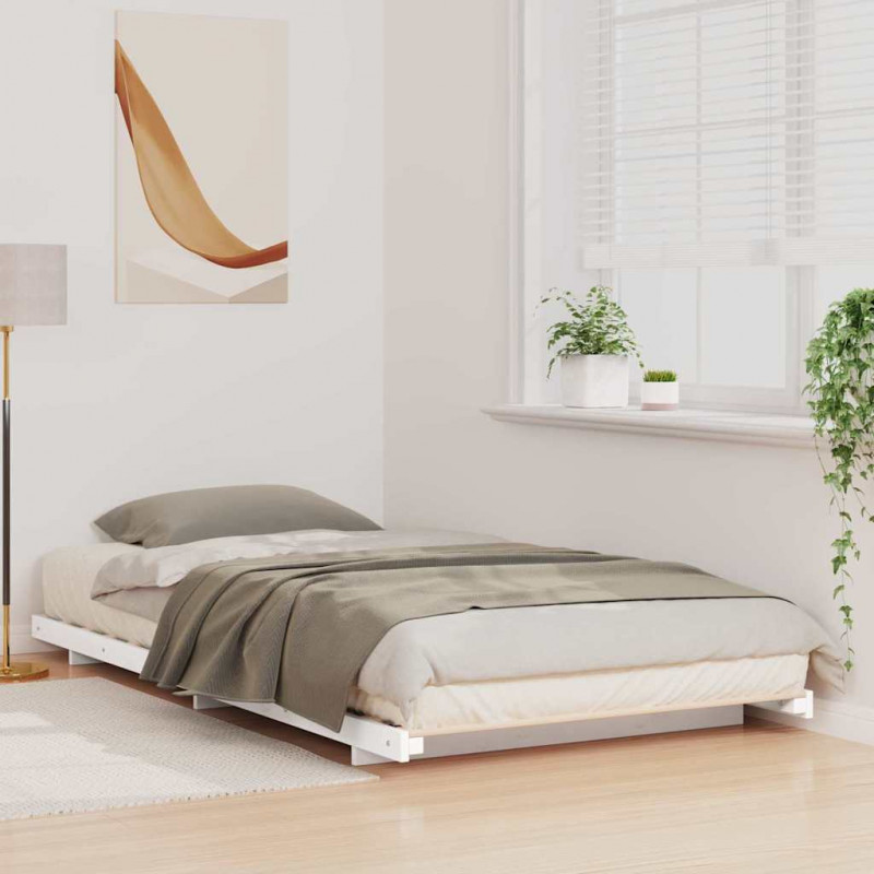 Stelaż łóżkowy Biały 80 x 210 cm Lite drewno sosnowe