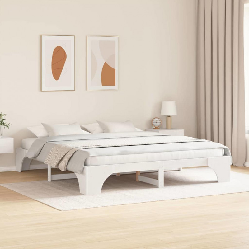 Ramka łóżka Biały 180 x 200 cm Lite drewno sosnowe