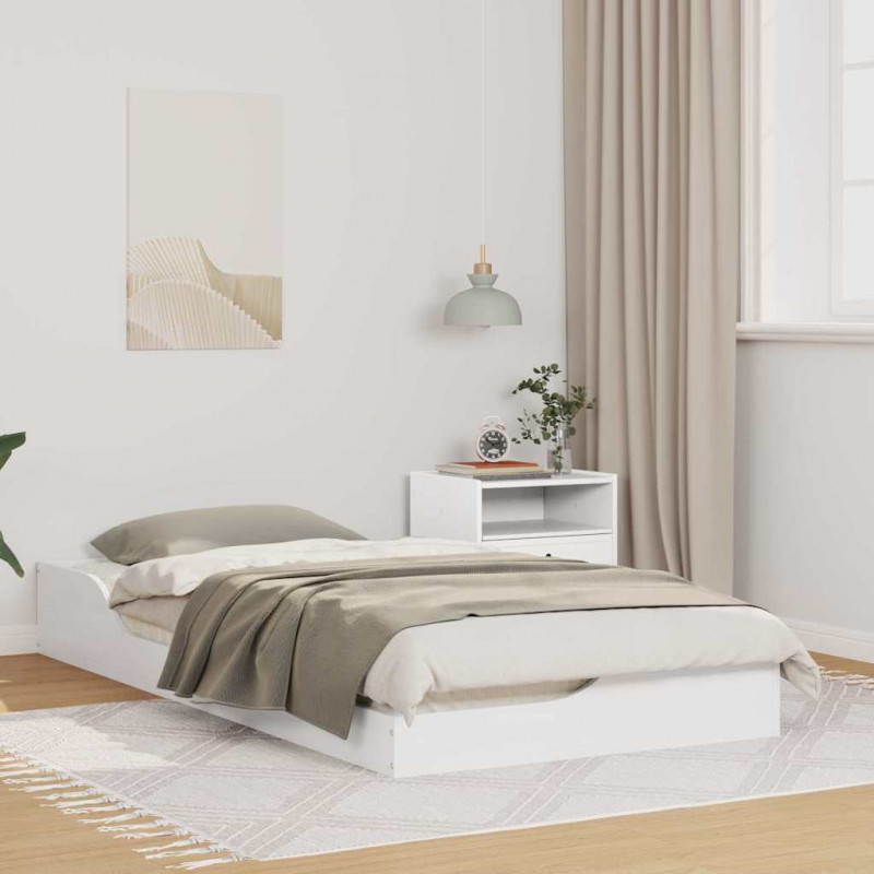 Ramka łóżka Biały 75 x 190 cm Lite drewno sosnowe