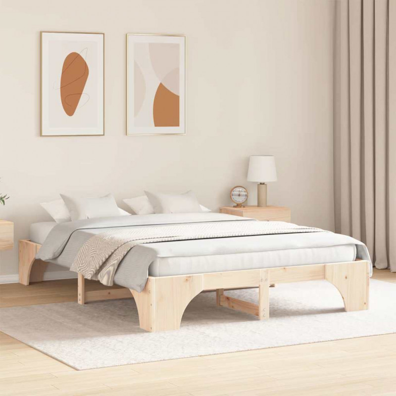Ramka łóżka Naturalny 160 x 200 cm Lite drewno sosnowe