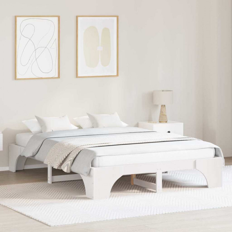 Ramka łóżka Biały 160 x 200 cm Lite drewno sosnowe