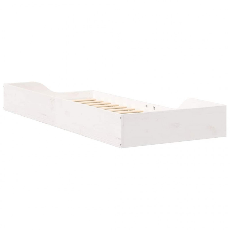 Ramka łóżka Biały 80 x 210 cm Lite drewno sosnowe