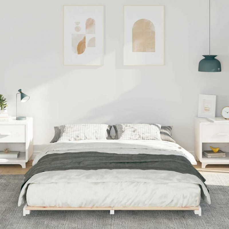 Stelaż łóżkowy Biały 140 x 210 cm Lite drewno sosnowe