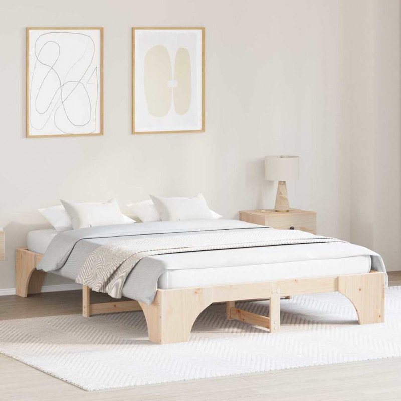 Ramka łóżka Naturalny 140 x 200 cm Lite drewno sosnowe