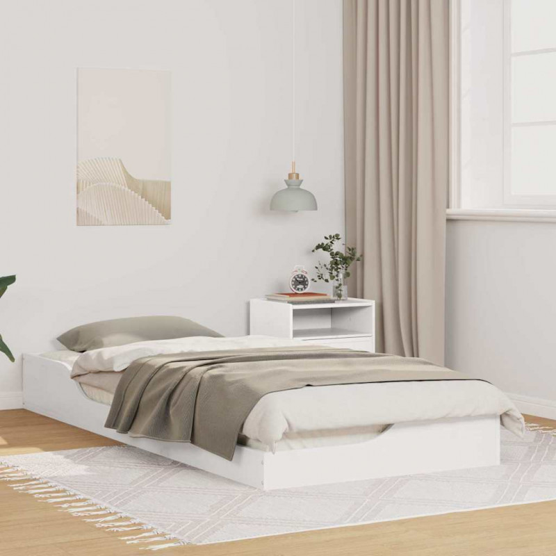 Ramka łóżka Biały 90 x 210 cm Lite drewno sosnowe