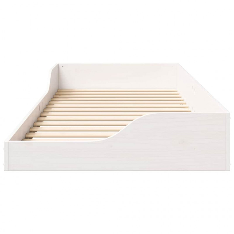 Ramka łóżka Biały 90 x 210 cm Lite drewno sosnowe