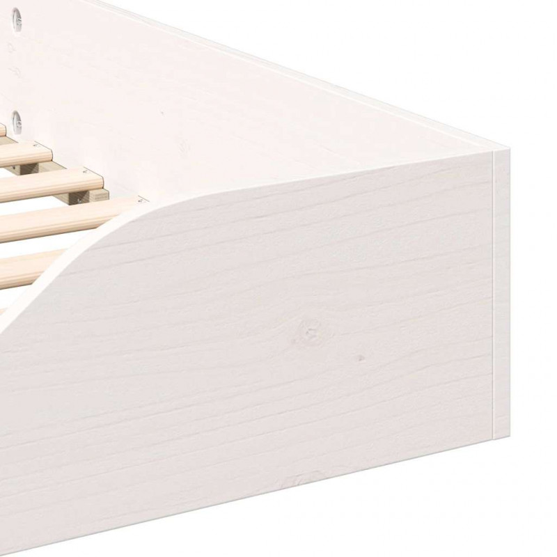 Ramka łóżka Biały 90 x 210 cm Lite drewno sosnowe