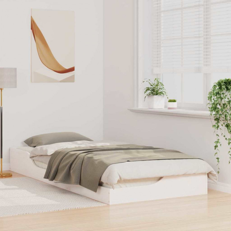 Ramka łóżka Biały 100 x 210 cm Lite drewno sosnowe