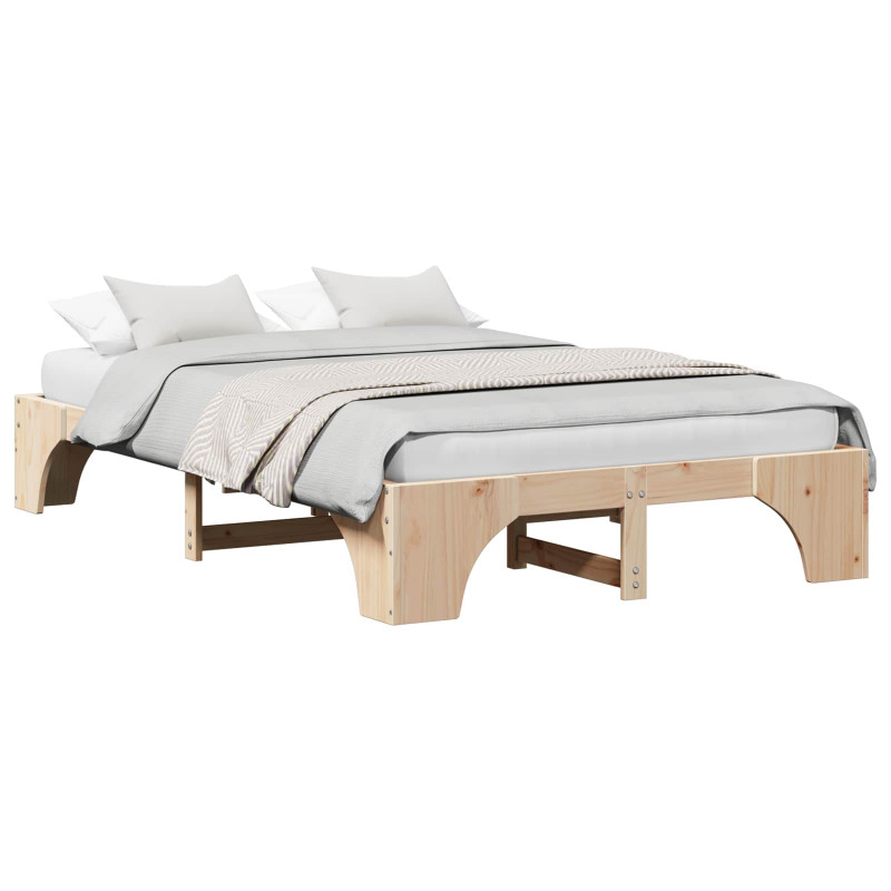 Ramka łóżka Naturalny 140 x 190 cm Lite drewno sosnowe