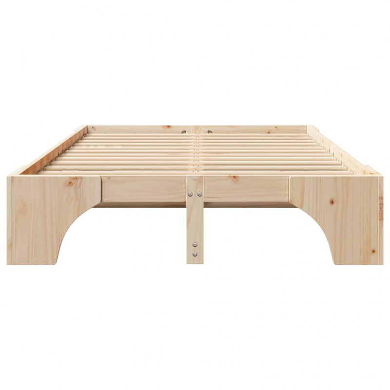 Ramka łóżka Naturalny 140 x 190 cm Lite drewno sosnowe