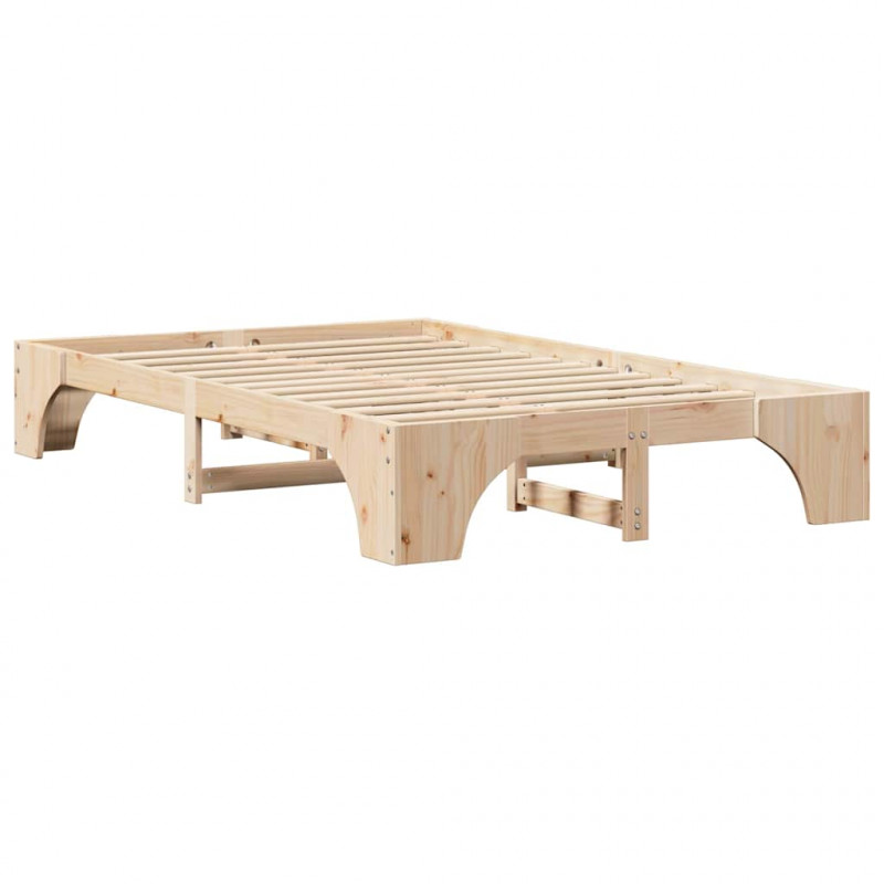 Ramka łóżka Naturalny 140 x 190 cm Lite drewno sosnowe