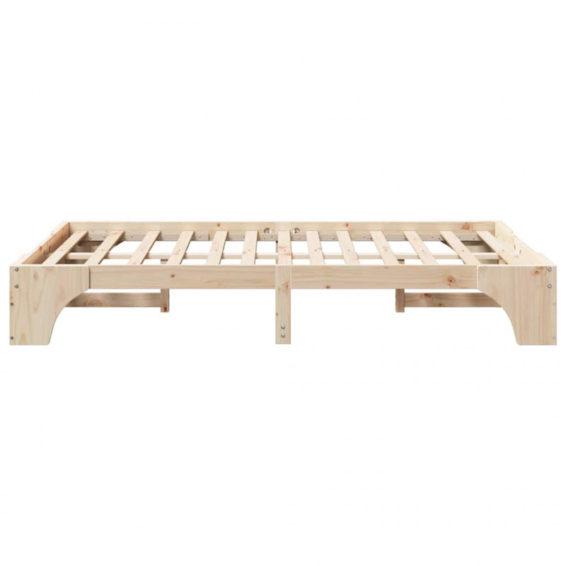 Ramka łóżka Naturalny 135 x 190 cm Lite drewno sosnowe
