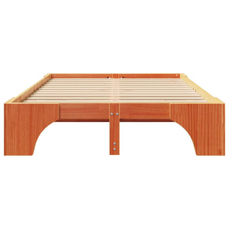 Ramka łóżka Woskowy Brąz 135 x 190 cm Lite drewno sosnowe