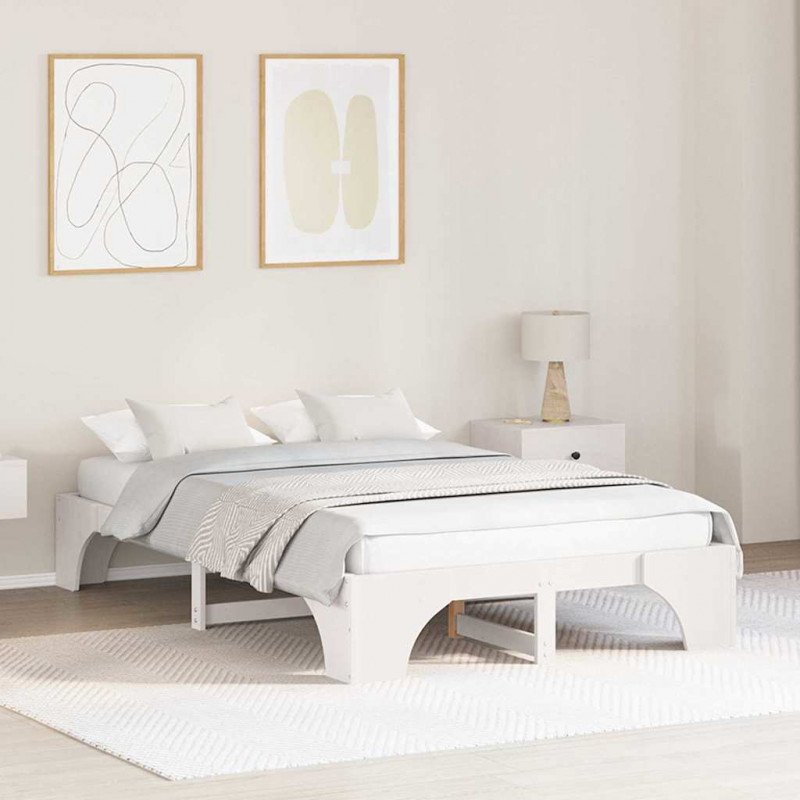 Ramka łóżka Biały 120 x 190 cm Lite drewno sosnowe