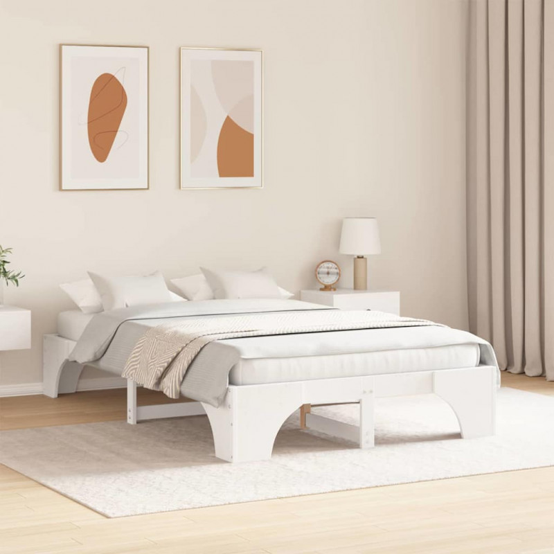 Ramka łóżka Biały 120 x 190 cm Lite drewno sosnowe