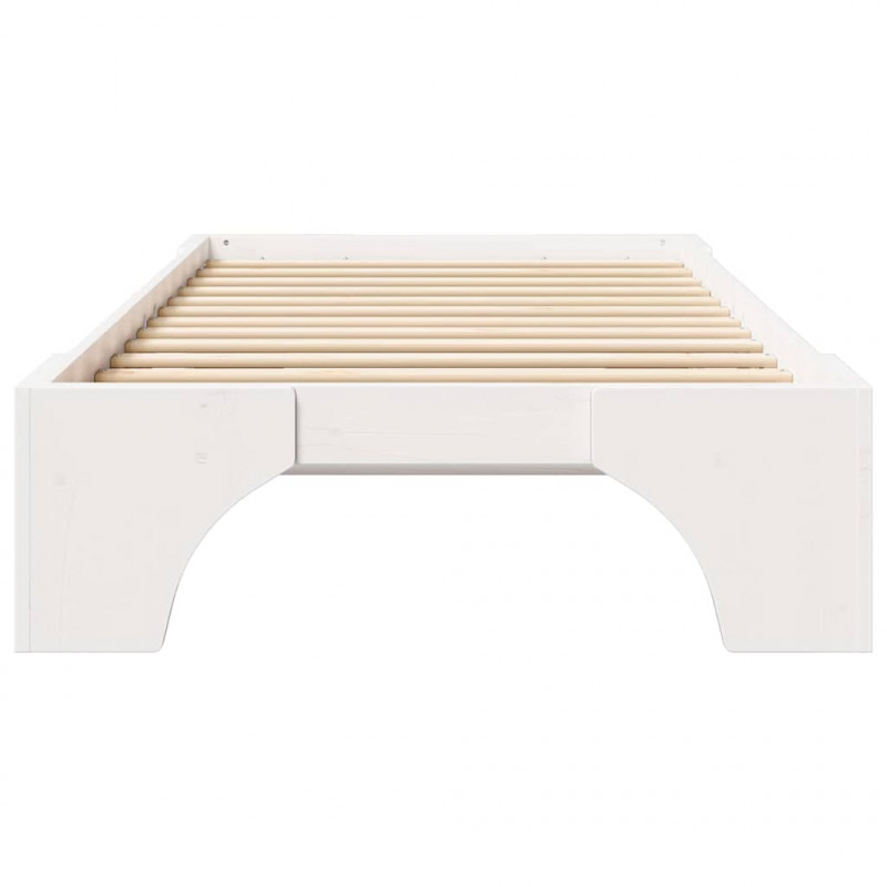 Ramka łóżka Biały 100 x 200 cm Lite drewno sosnowe