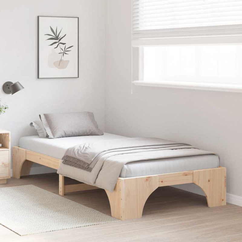 Ramka łóżka Naturalny 90 x 200 cm Lite drewno sosnowe