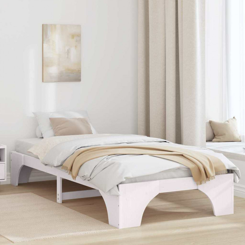 Ramka łóżka Biały 90 x 190 cm Lite drewno sosnowe
