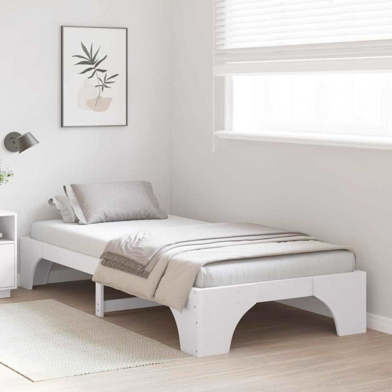 Ramka łóżka Biały 90 x 190 cm Lite drewno sosnowe