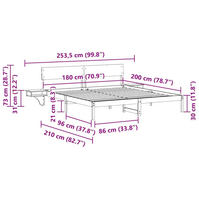 Ramka łóżka Brązowy 180 x 200 cm Lite drewno sosnowe