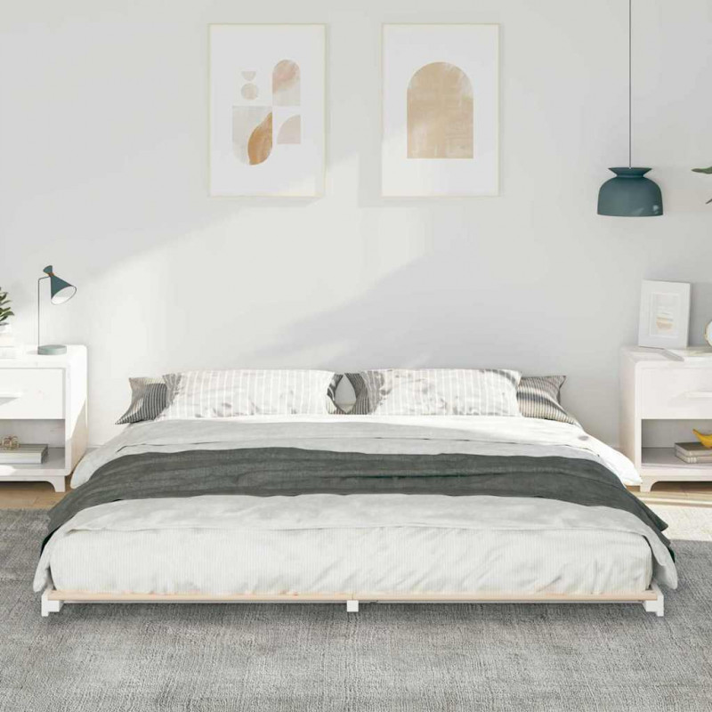Stelaż łóżkowy Biały 180 x 220 cm Lite drewno sosnowe