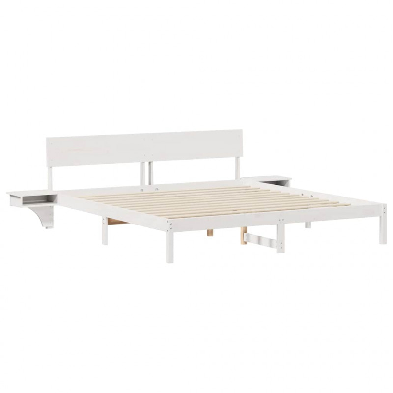 Ramka łóżka Z zagłówkiem Biały 180 x 200 cm Lite drewno sosnowe