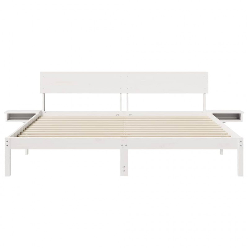 Ramka łóżka Z zagłówkiem Biały 180 x 200 cm Lite drewno sosnowe