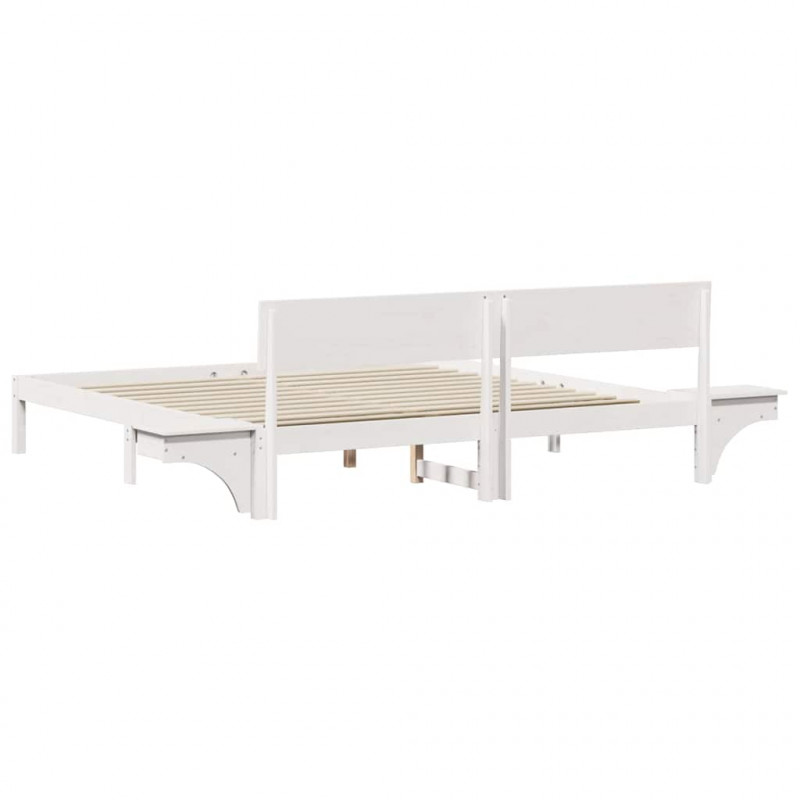 Ramka łóżka Z zagłówkiem Biały 180 x 200 cm Lite drewno sosnowe