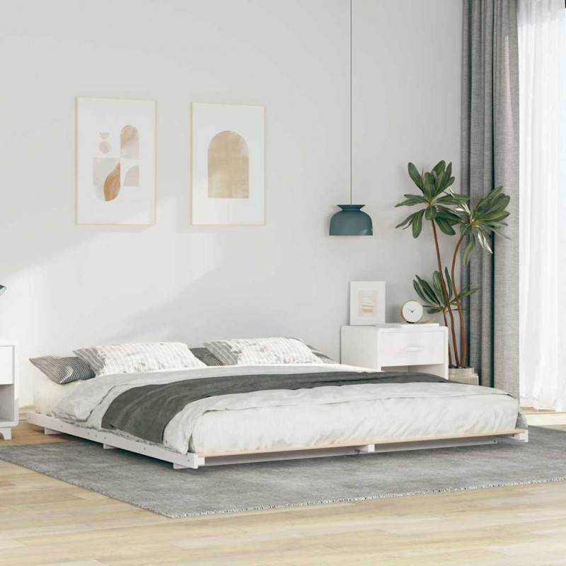 Stelaż łóżkowy Biały 200 x 220 cm Lite drewno sosnowe