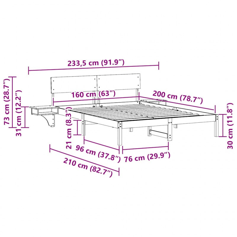 Ramka łóżka Brązowy 160 x 200 cm Lite drewno sosnowe