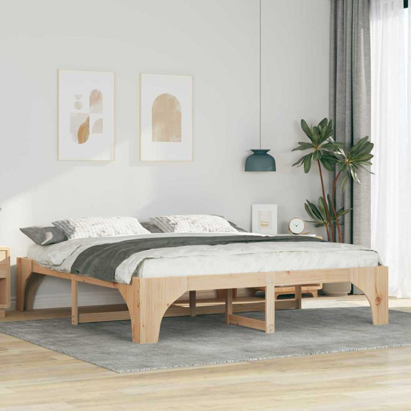 Ramka łóżka Brązowy 200 x 200 cm Lite drewno sosnowe