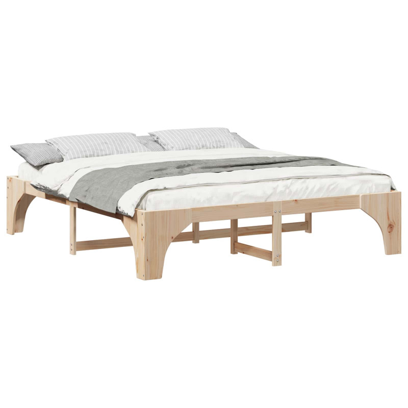 Ramka łóżka Brązowy 200 x 200 cm Lite drewno sosnowe
