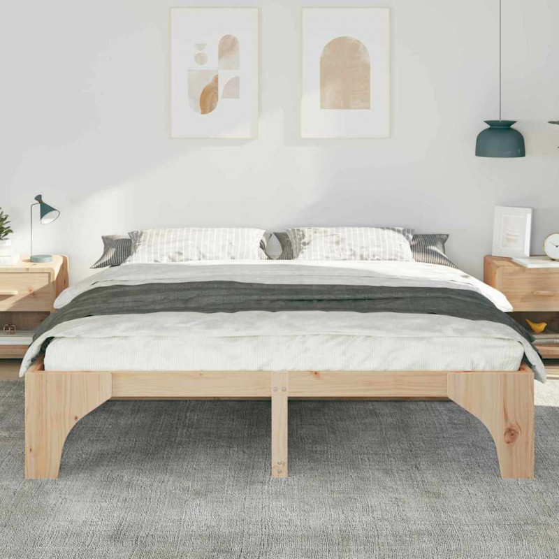 Ramka łóżka Brązowy 200 x 200 cm Lite drewno sosnowe
