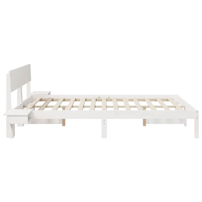 Ramka łóżka Z zagłówkiem Biały 160 x 200 cm Lite drewno sosnowe